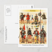 Mittelalter Traditionelle Kriegskostüme Frankreich Postkarte (Vorne/Hinten)