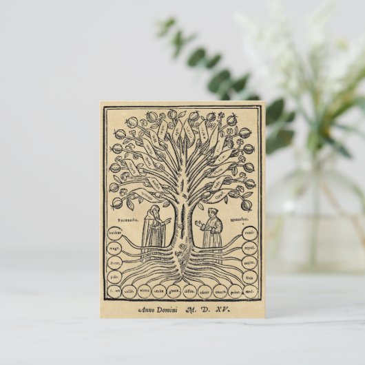 Mittelalter Wissenschaftsbaum Postkarte (Stehend Vorderseite)