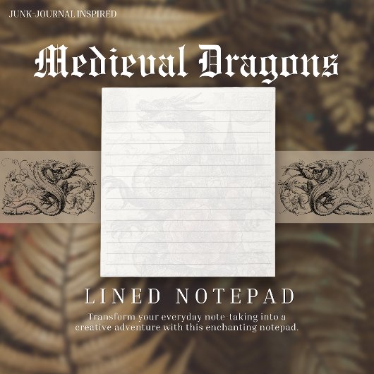 Mittelalterlich Drache Junk-Journal Inspiriert Lin Notizblock