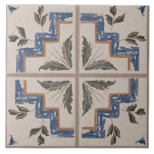 Mittelalterlich inspirierte Kachel mit botanischen (Vorderseite)