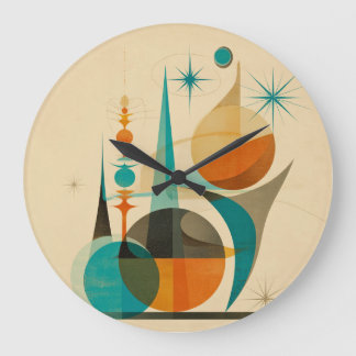 Mittelalterliche abstrakte geometrische Retro-Kuns Große Wanduhr