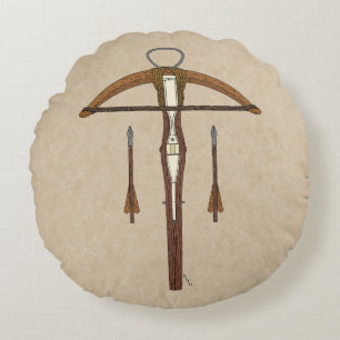 Mittelalterliche Armbrust mit Bolzen Rundes Kissen