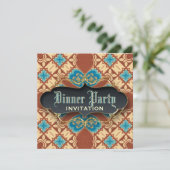 Mittelalterliche Batik Tartan Abendessen Party Ein Einladung (Stehend Vorderseite)