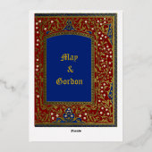 Mittelalterliche, beleuchtete Blumenzellenhochzeit Folieneinladung (Rückseite)