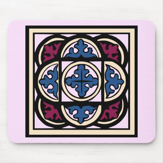 Mittelalterliche Beleuchtung Blaue Akanthus-Blätte Mousepad (Vorne)