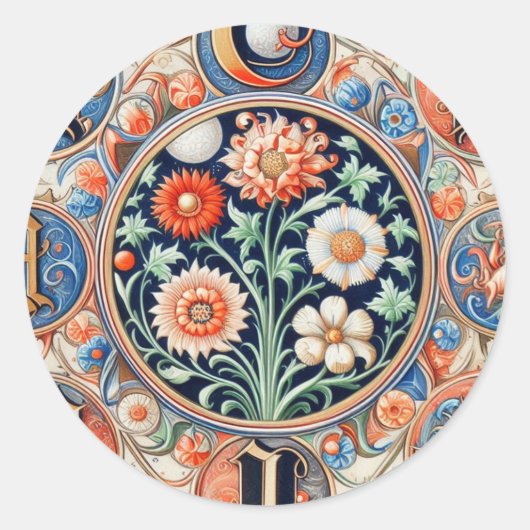 Mittelalterliche Beleuchtung Runder Aufkleber (Vorderseite)