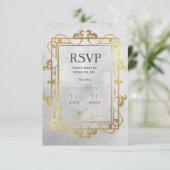 Mittelalterliche Beton- und Gold-UAWG RSVP Karte (Stehend Vorderseite)