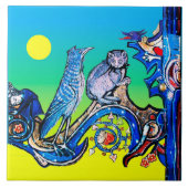 MITTELALTERLICHE BEWÄHRTE NACHT BLUE CAT, CUCKOO B FLIESE (Vorderseite)