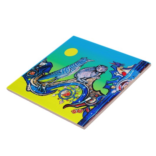 MITTELALTERLICHE BEWÄHRTE NACHT BLUE CAT, CUCKOO B FLIESE (Seite)