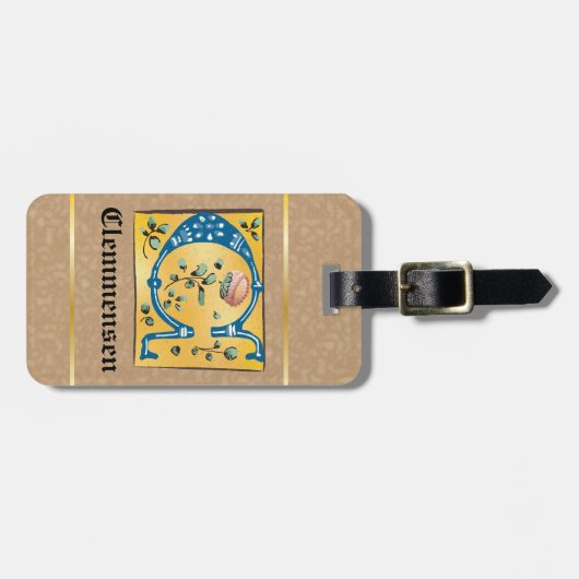 mittelalterliche blorbeleuchtete Buchstaben C Mono Gepäckanhänger (Vorderseite horizontal)