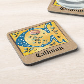 mittelalterliche blorbeleuchtete Buchstaben C Mono Getränkeuntersetzer (Linke Seite)