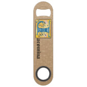 mittelalterliche blorbeleuchtete Buchstaben J Mono Speed Flaschenöffner (Rückseite)