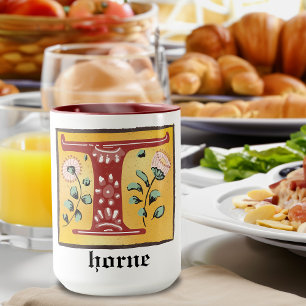 mittelalterliche blorbeleuchtete Buchstaben T Mono Tasse
