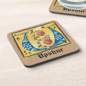 mittelalterliche blorbeleuchtete Buchstaben U Mono Getränkeuntersetzer (Linke Seite)