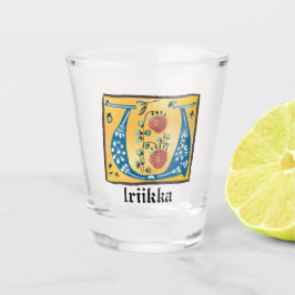 mittelalterliche blorbeleuchtete Buchstaben U Mono Schnapsglas