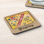 mittelalterliche blorbeleuchtete Buchstaben Y Mono Getränkeuntersetzer (Linke Seite)