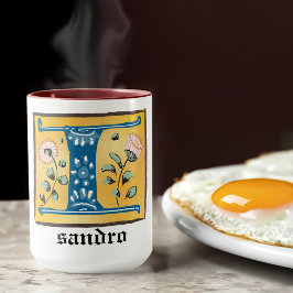 mittelalterliche blorbeleuchtete Letter-I-Monogram Tasse