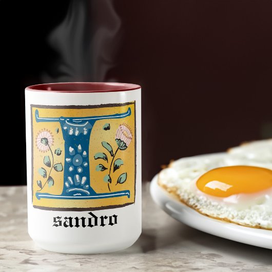 mittelalterliche blorbeleuchtete Letter-I-Monogram Tasse
