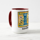 mittelalterliche blorbeleuchtete Letter-I-Monogram Tasse (Vorderseite Links)