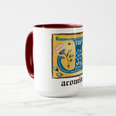 mittelalterliche blorbeleuchtete Letter J Monogram Tasse (Vorderseite Links)