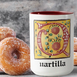 Mittelalterliche blorbeleuchtete Letter Q Monogram Tasse