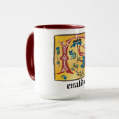 mittelalterliche blorbeleuchtete Letter R Monogram Tasse (Vorderseite Links)