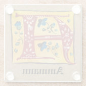 mittelalterliche blorleuchte Letter A Monogramm Glasuntersetzer (Rückseite)