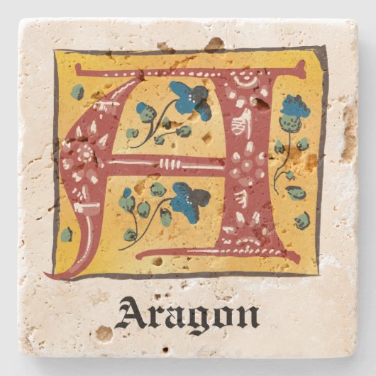 mittelalterliche blorleuchte Letter A Monogramm Steinuntersetzer (Vorderseite)