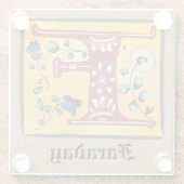 mittelalterliche blorleuchte Letter F Monogramm Glasuntersetzer (Rückseite)