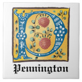 mittelalterliche blorleuchte Letter P Monogramm Fliese (Vorderseite)