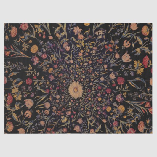 Mittelalterliche Blume auf Schwarz Seidenpapier (Vorderseite)