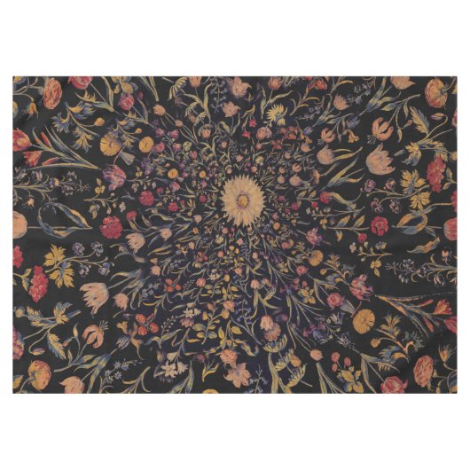 Mittelalterliche Blume auf Schwarz Tischdecke (Vorderseite (Horizontal))