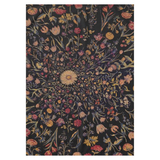 Mittelalterliche Blume auf Schwarz Tischdecke (Vorderseite)