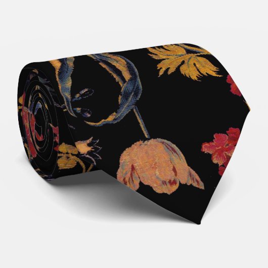 Mittelalterliche Blume auf schwarzer Krawatte (Gerollt)