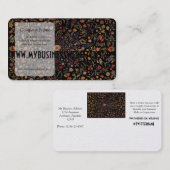 Mittelalterliche Blumen auf Schwarzem Visitenkarte (Vorne/Hinten)