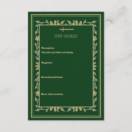 Mittelalterliche Blumenherzen und UAWG für Schwert Begleitkarte (Rückseite)