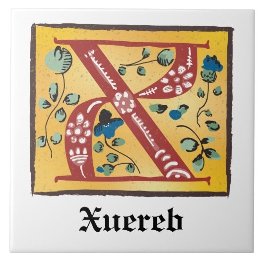 mittelalterliche blutleuchte Letter X Monogramm Fliese (Vorderseite)