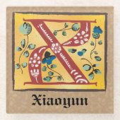 mittelalterliche blutleuchte Letter X Monogramm Glasuntersetzer (Vorderseite)