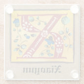 mittelalterliche blutleuchte Letter X Monogramm Glasuntersetzer (Rückseite)