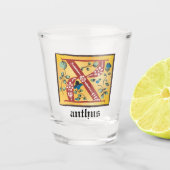 mittelalterliche blutleuchte Letter X Monogramm Schnapsglas (Vorderseite)