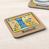 mittelalterliche blutlichtfarbene Buchstaben I Mon Getränkeuntersetzer (Linke Seite)