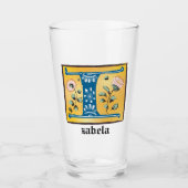 mittelalterliche blutlichtfarbene Buchstaben I Mon Glas (Vorderseite)