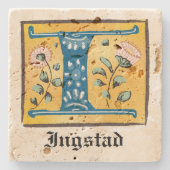 mittelalterliche blutlichtfarbene Buchstaben I Mon Steinuntersetzer (Vorderseite)