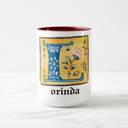 mittelalterliche blutlichtfarbene Letter L Monogra Tasse (Zentrum)