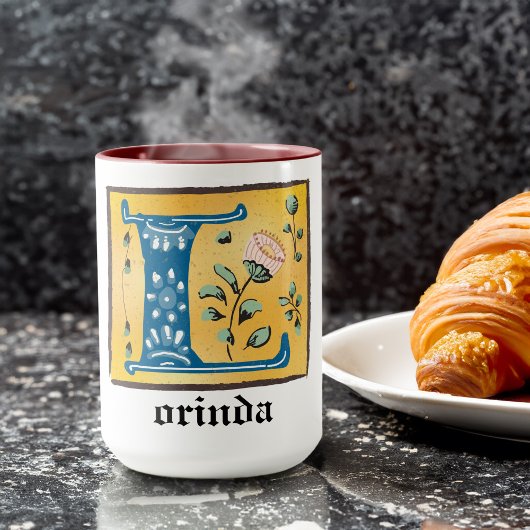 mittelalterliche blutlichtfarbene Letter L Monogra Tasse