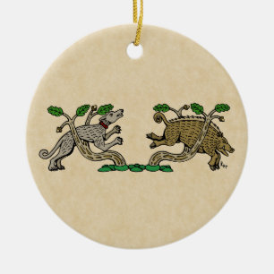 Mittelalterliche Boarenjagd Keramikornament