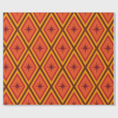 Mittelalterliche Braune Sterne auf Retrodiamanten Geschenkpapier (Flach)