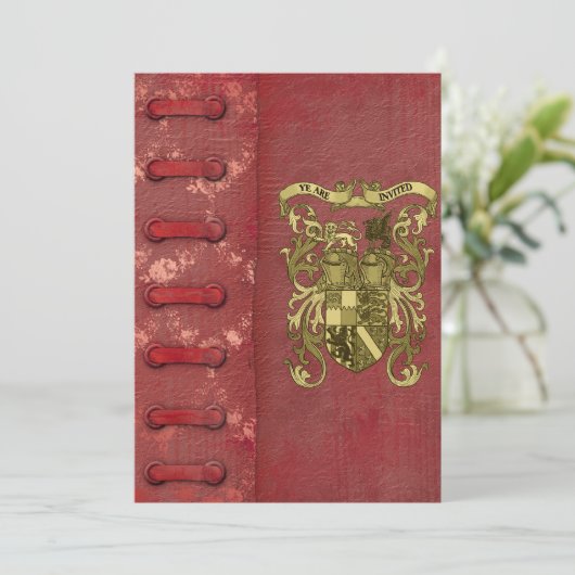 Mittelalterliche Buchabdeckung Save the Date (Stehend Vorderseite)