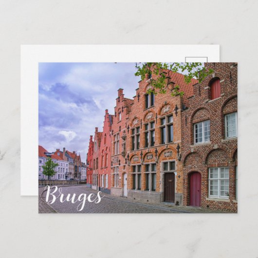 Mittelalterliche bunte Ziegelhäuser in Brügge, Bel Postkarte (Vorne/Hinten)