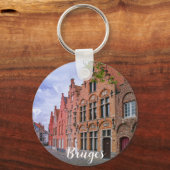 Mittelalterliche bunte Ziegelhäuser in Brügge, Bel Schlüsselanhänger (Vorderseite)